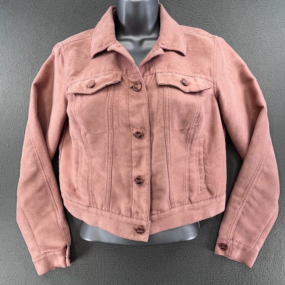 Candie's Women Trucker Jacket Mauve Faux Suede Small Boho Western Chic